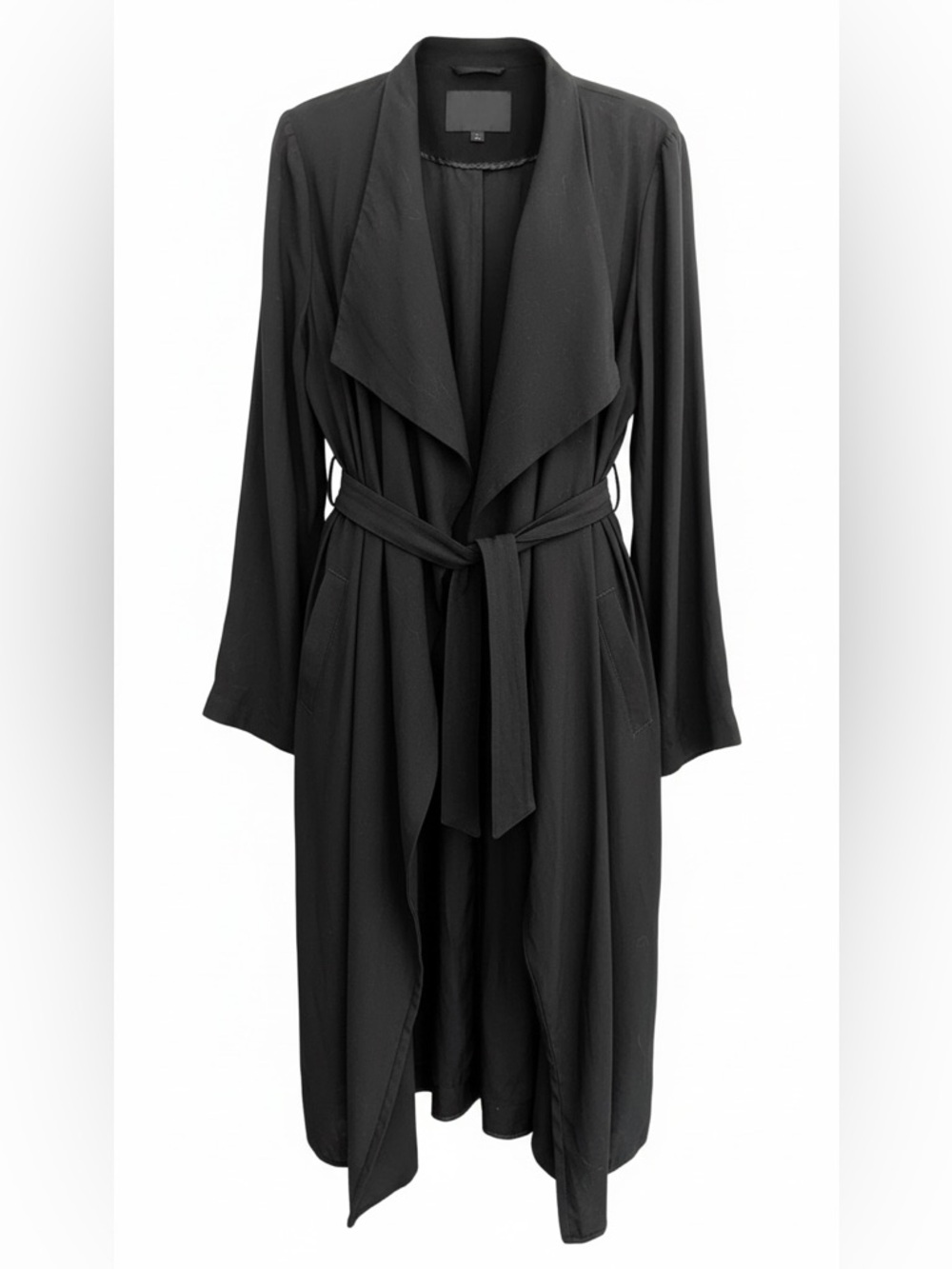 Express Draped Open Front Longline Trench Coat - Dusty Mauve & Black
